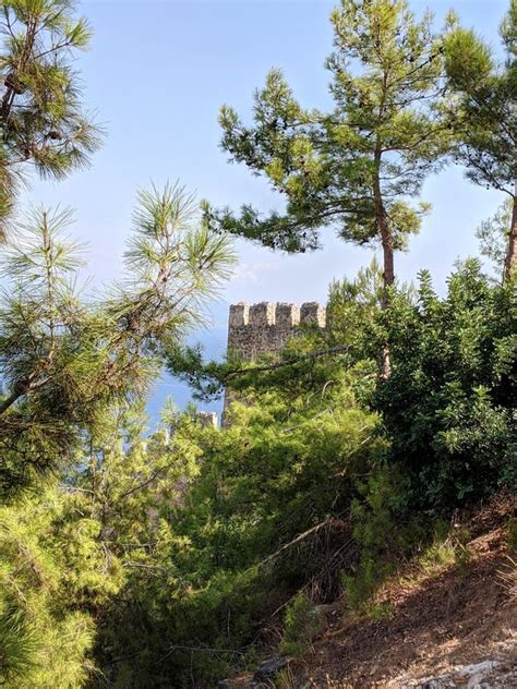 View From Alanya City Turkey Kale Alanya Fortress On The Mountain