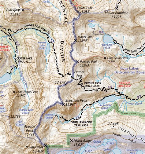 Indian Peaks And James Peak Wilderness Map Outdoor Trail Maps