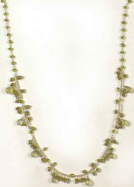 Faceted Peridot Beaded Necklace Exotic India Art