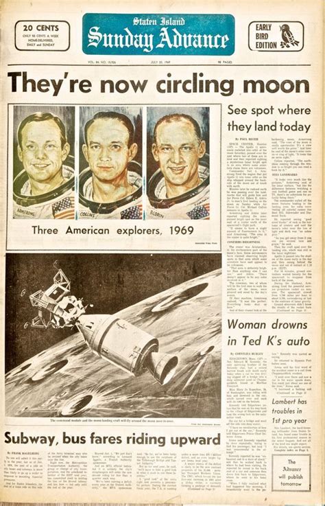 7201969 Newspaper Reports Of Astronauts In Moon Orbit And A Report