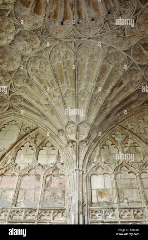 Detail Of The Fan Vaulting In The Cloisters Gloucester Cathedral Stock