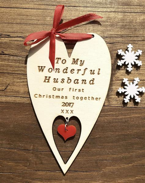 personalised beech wood christmas card for my wonderful husband our first christmas together
