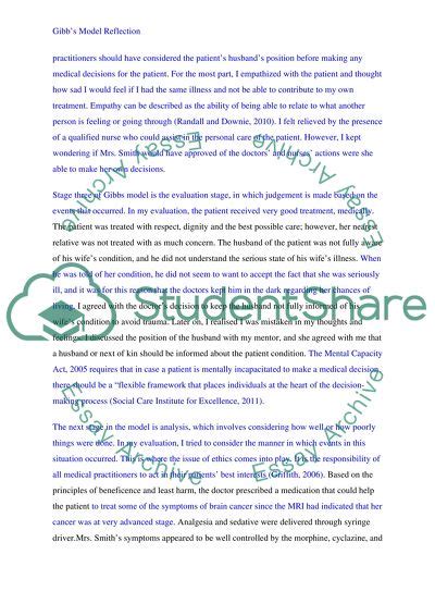 gibbs model  reflection essay  topics   written essays  words