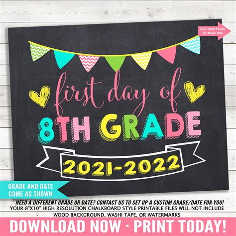 First And Last Day Of 8th Grade 2021 2022 School Photo Prop Etsy