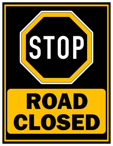 Road Closed Ahead Sign Template Free Download In 2024 Sign