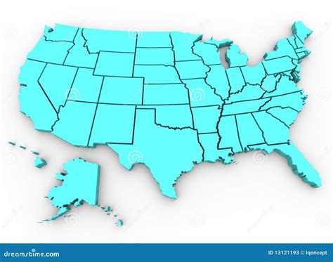 U S A Map United States 3d Render Stock Photos Image 13121193