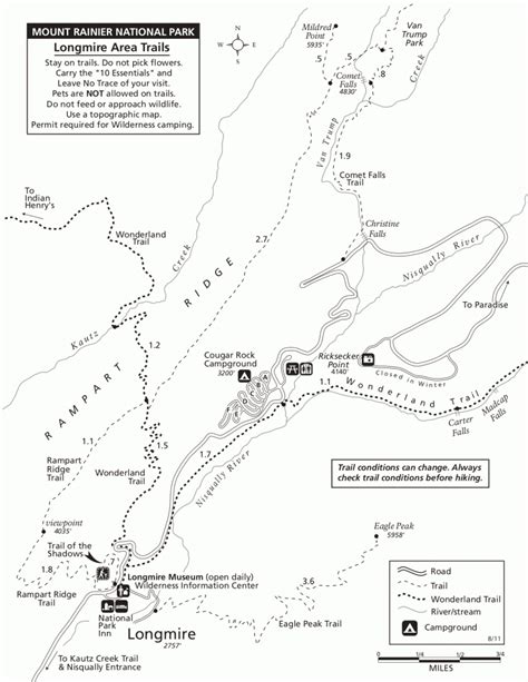 Mt Rainier Hiking Trails Map Travelsfinderscom