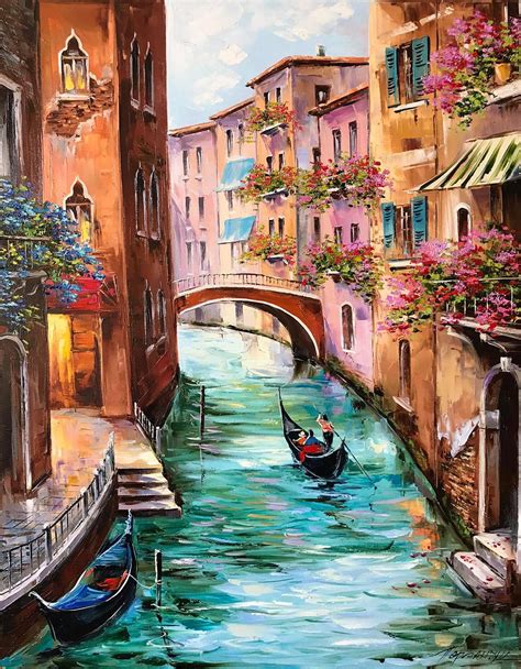 Art And Collectibles Painting Venice Oil Painting Original Art Abstractl
