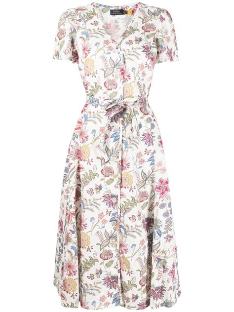 Polo Ralph Lauren Floral Print Linen Midi Dress Farfetch