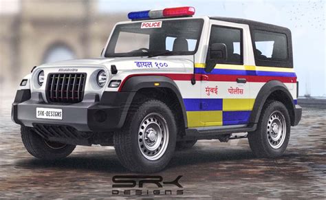 New Gen Mahindra Thar Imagined As A Mumbai Police Car