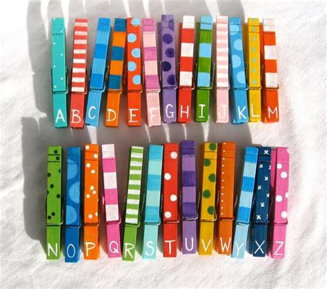 Painted Clothespins Alphabet Classroom Clothespins Numbered Etsy