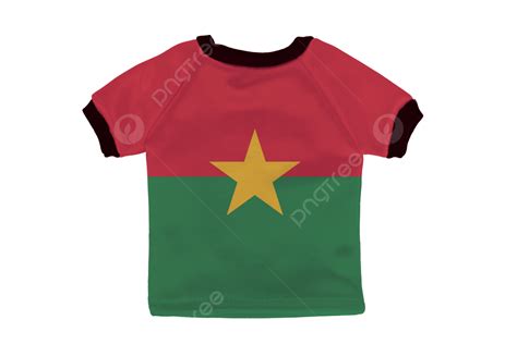 Burkina Faso Flag On A Small Shirt Isolated On A Red Green