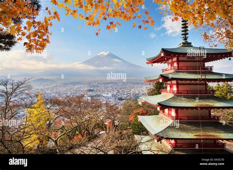Mt Fuji With Fall Colors In Japan For Adv Or Others Purpose Use Stock
