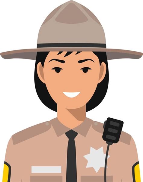 Premium Vector American Policewoman Sheriff Officer In Traditional Uniform Character Avatar
