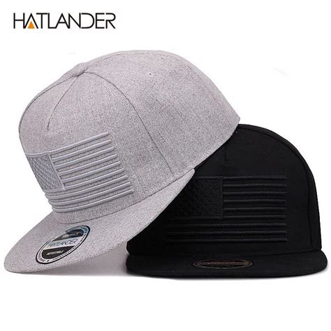 Hatlander Raised Flag Embroidery Cool Flat Bill Baseball Cap Mens Gorras Snapbacks 3d Flag Hat