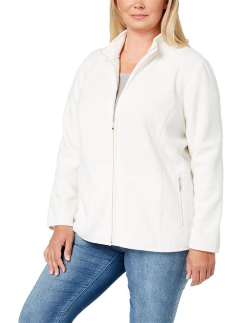 Karen Scott Karen Scott Womens Plus Zeroproof Mock Neck Zip Front Fleece Jacket Walmart Com