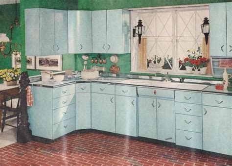 Very stylish and practical original 1950s 60s retro free very stylish and practical original 1950s 60s retro free standing kitchen larder cabinet this model of kitchenette larder has a nifty wheel out push in. Better Homes & Gardens 1950s Kitchen with blue cabinets ...