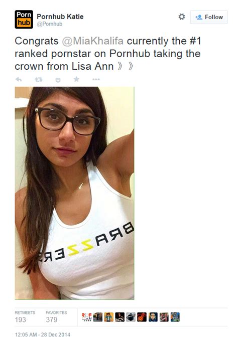 Congrats Miakhalifa Currently The 1 Ranked Pornstar On Pornhub Taking The Crown From Lisa Ann
