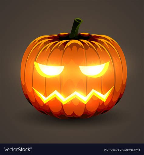 Halloween Pumpkin With Glowing Eyes On Dark Vector Image