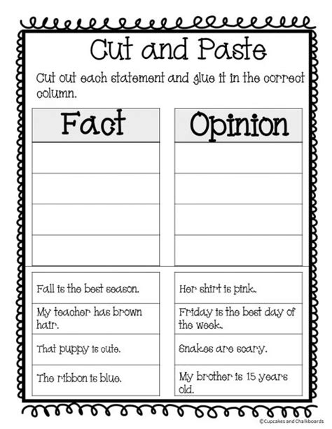Facts And Opinions Worksheet Pdf