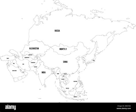 Black And White Map Of Asia