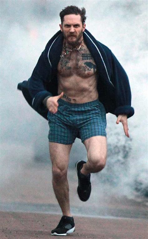 Tom Hardy Runs Shirtless In Boxers For A Charity Cancer Shoot—see The