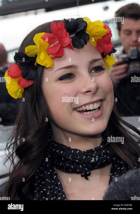 German Lena Meyer Landrut Winner Of The Eurovision Song Contest Is Received At The Airport In
