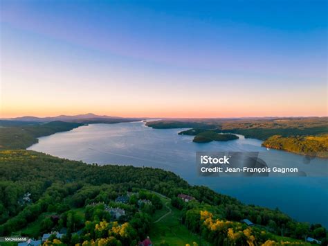 Aerial View Of The Lake Memphremagog On A Beautiful Sunset Taken With A