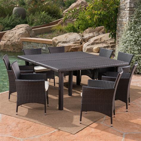 1074 results for 9 piece patio set. Luca Outdoor 9 Piece Wicker Square Dining Set, Multibrown ...