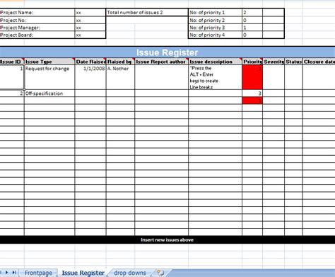 Project Issue Log Template Get Project Risk Register Template In