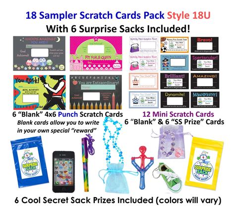 18 Sampler Scratch Cards Pack With 6 Surprise Sacks Included Style 18u
