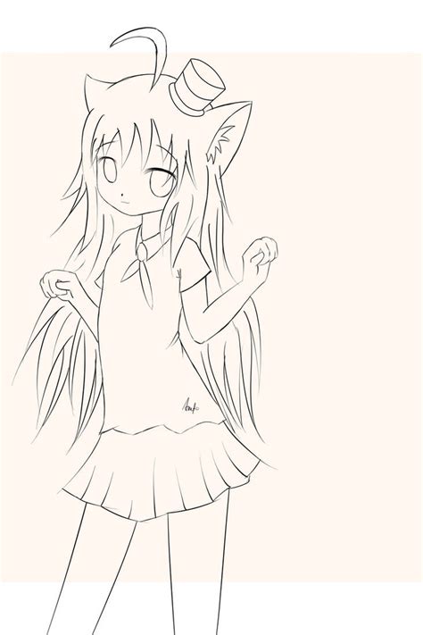 Neko Girl Lineart By Ezuziri On Deviantart