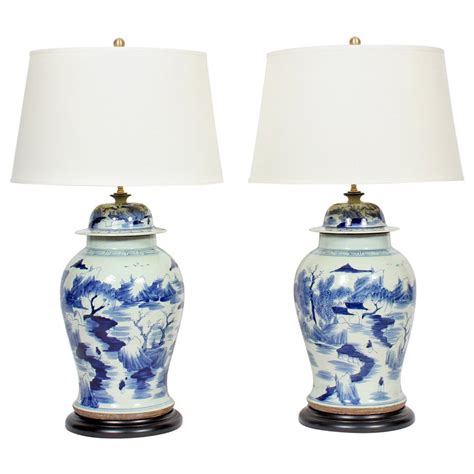 New oriental table lamp with gold gourd shade 75102. Pair of Blue and White Chinese Export Porcelain Lamps at ...