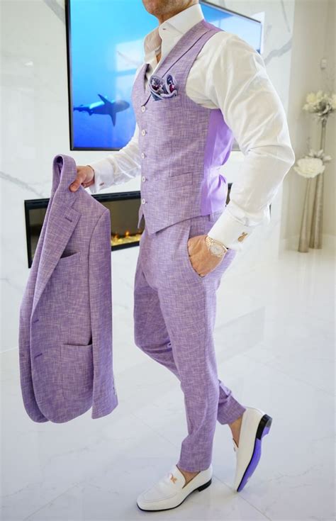 Lavender Lino Tweed Look In 2021 Prom Suits Lavender Suit Well