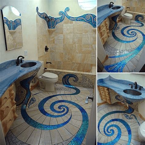 Tile designs that define different spaces of your bathroom floor are quite common. Unusual bathroom tile designs with spiral floor ideas ...
