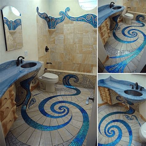 Discover inspiration for your bathroom remodel, including colors, storage, layouts and organization. Unusual bathroom tile designs with spiral floor ideas ...
