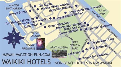 Map Of Non Beachfront Waikiki Hotels In The Northwestern Portion Of