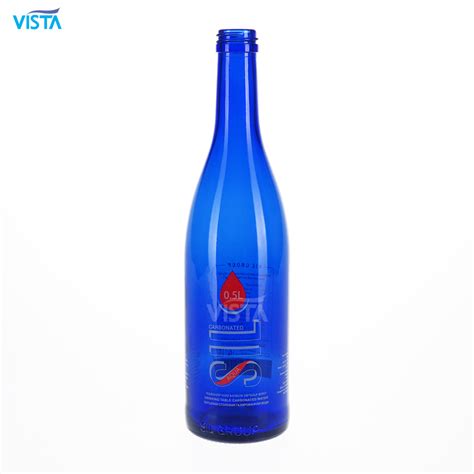 500ml Aqua Carbonated Mineral Water Bottle Cobalt Blue Glass Bottle With Screw Top China Clear