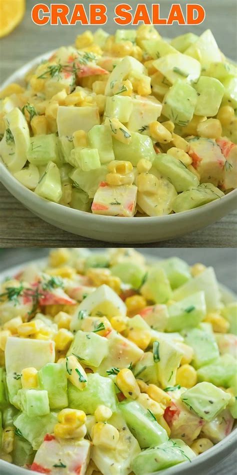 Filling, comforting, and really easy to make! Imitation Crab Salad - quick and easy crab salad made with crunchy cucumbers, sweet corn, and ...