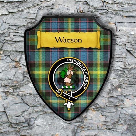Watson Shield Plaque With Scottish Clan Coat Of Arms Badge On Etsy