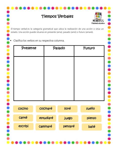 ejercicio de actividades interactivas de verbos verbos y sustantivos images