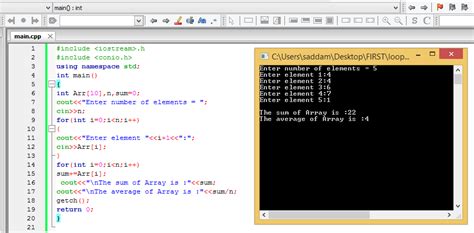 C Program To Find The Sum And Average Of One Dimensional Integer