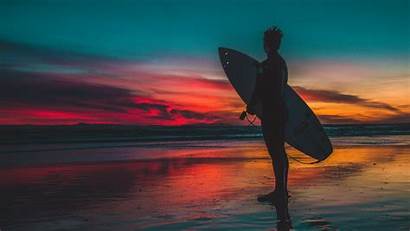 Surfing Surfer Sunset Shore 1080p Background Twilight