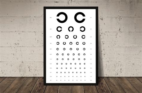 Eye Chart Test Print Vintage Landolt C Poster Mid Century Wall Etsy