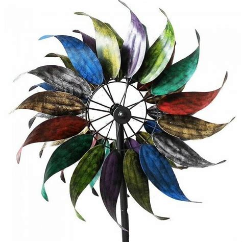 Tall Rainbow Garden Spinner Stake Windmill 7 Ft Large