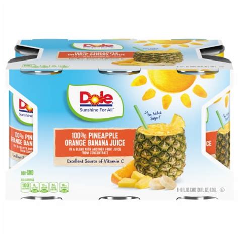 Dole 100 Pineapple Orange Banana Juice 6 Cans 6 Fl Oz Kroger