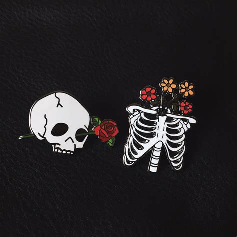 skeleton enamel pin set of 2 choopl designs