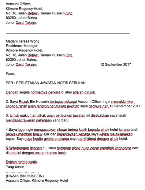 Notis berhenti kerja termasuk sebulan dan 24 jam. Link Download Template Surat Berhenti Kerja Dalam Pelbagai ...