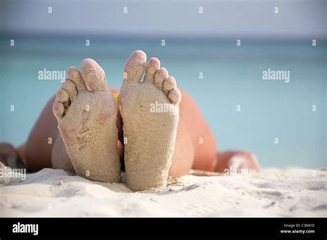 Feet On The Sandy Beach Stock Photo Alamy