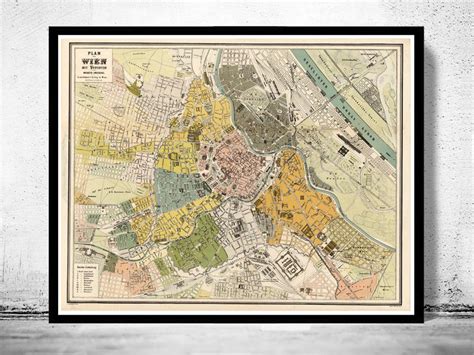 Old Map Of Vienna Wien Austria 1883 Vintage Maps And Prints